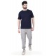 Round Neck Plain Half T-shirt Navy Blue