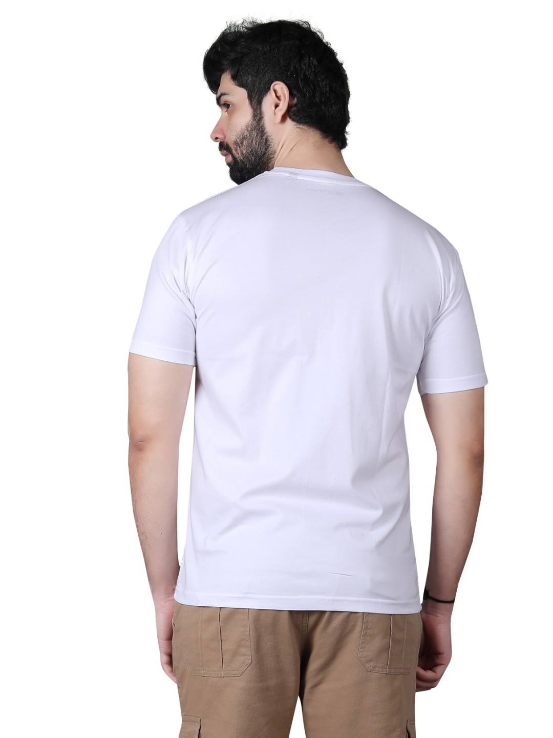 Round Neck Plain Half T-shirt White Round Neck Plain Half T-shirt White