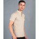 Collar Plain Half T-Shirt Beige