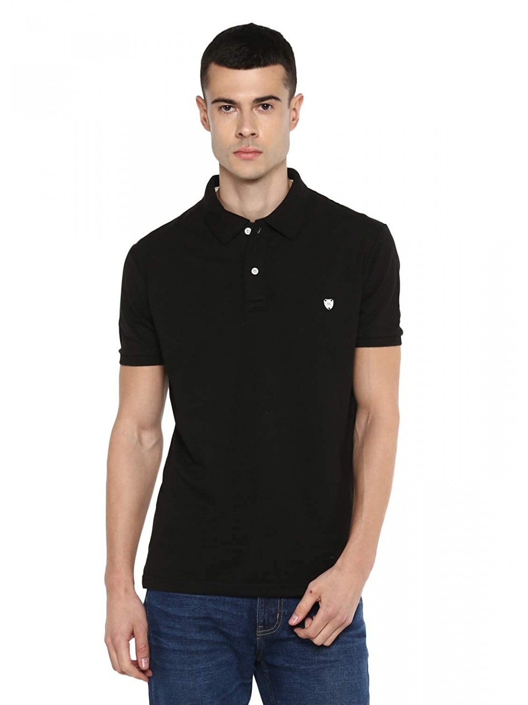 Collar Plain Half T-Shirt Black Collar Plain Half T-Shirt Black