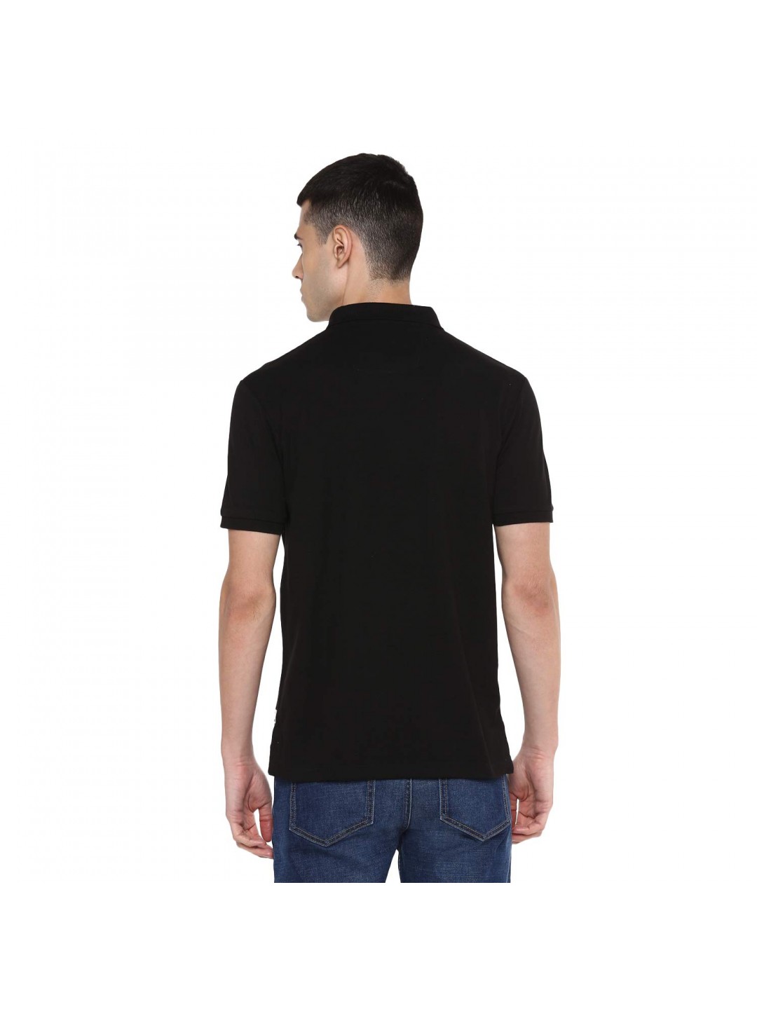 Collar Plain Half T-Shirt Black Collar Plain Half T-Shirt Black