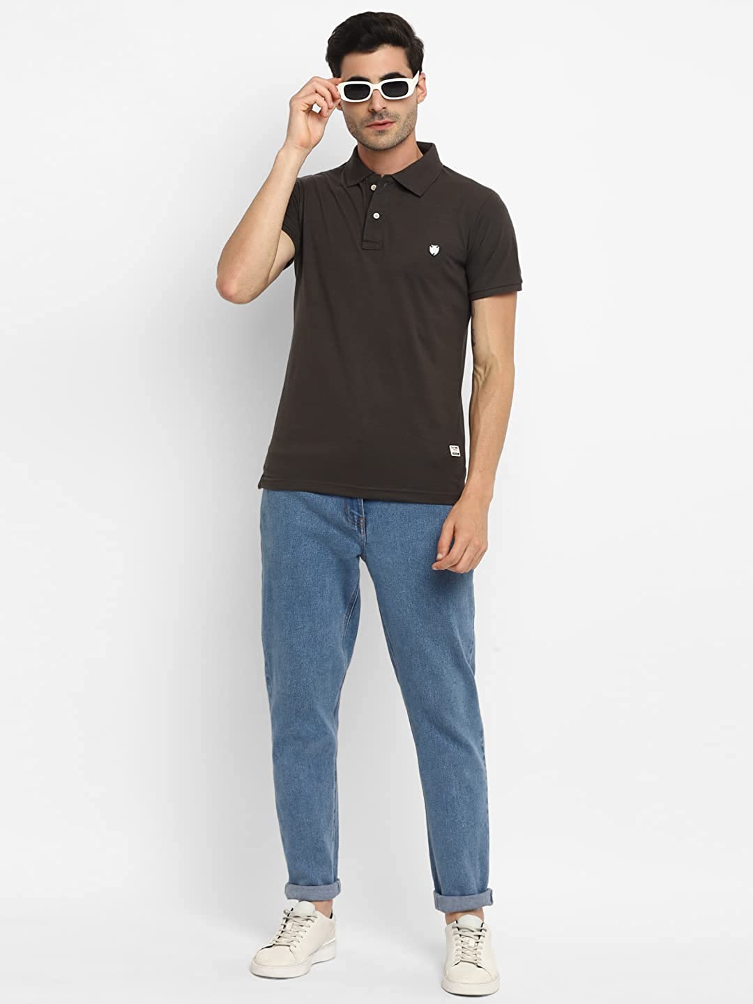Collar Plain Half T-Shirt Dark Grey Collar Plain Half T-Shirt Dark Grey