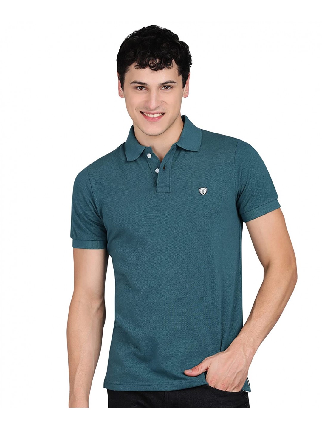 Collar Plain Half T-Shirt Deep Teal Collar Plain Half T-Shirt Deep Teal