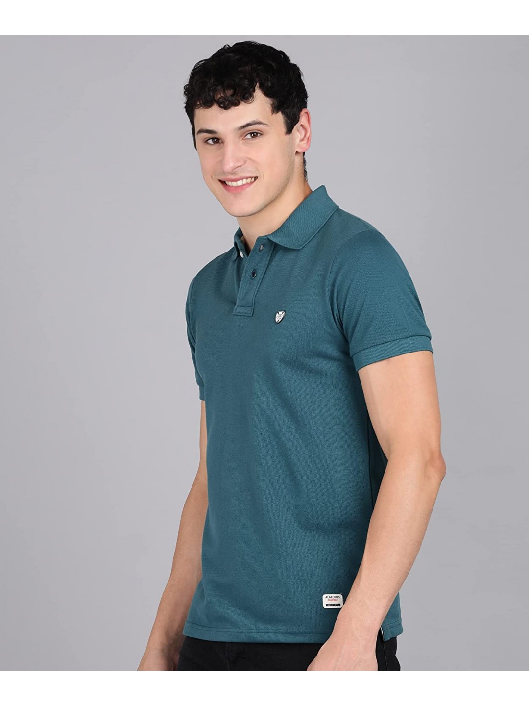 Collar Plain Half T-Shirt Deep Teal Collar Plain Half T-Shirt Deep Teal