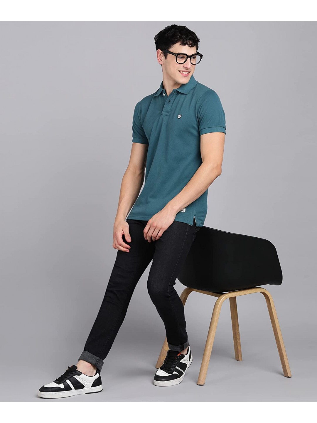 Collar Plain Half T-Shirt Deep Teal Collar Plain Half T-Shirt Deep Teal