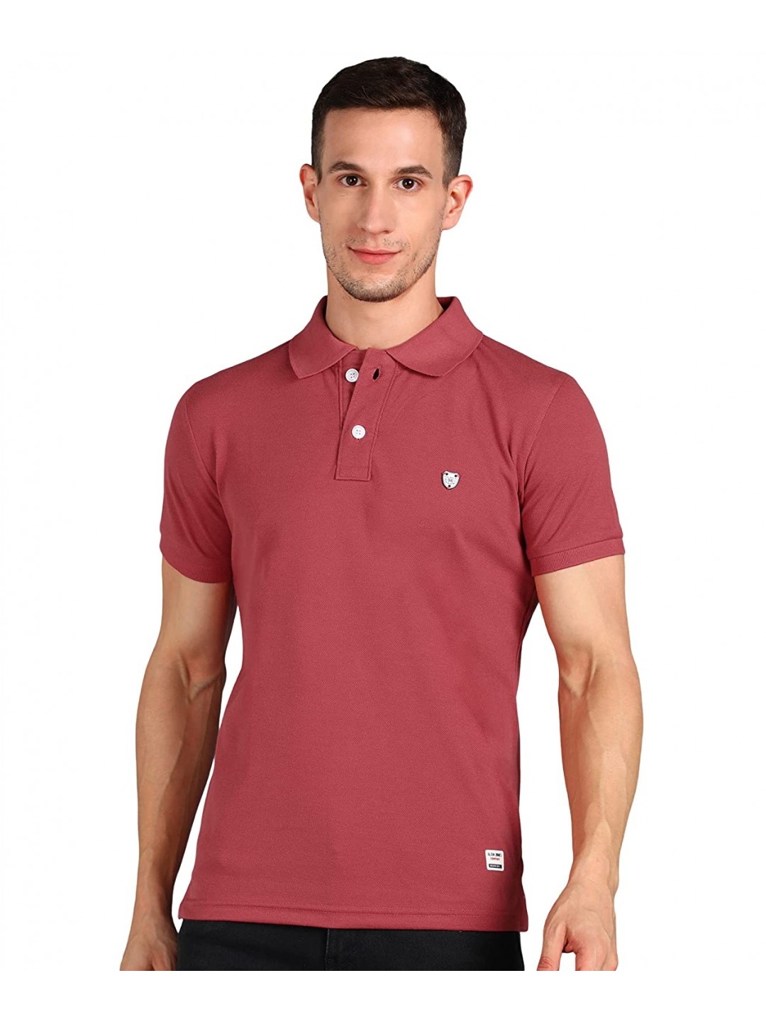 Collar Plain Half T-Shirt Desert Rose Collar Plain Half T-Shirt Desert Rose