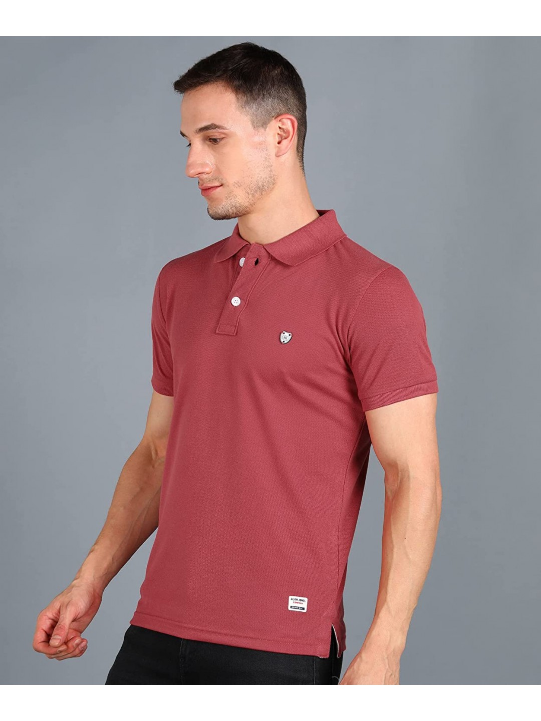Collar Plain Half T-Shirt Desert Rose Collar Plain Half T-Shirt Desert Rose