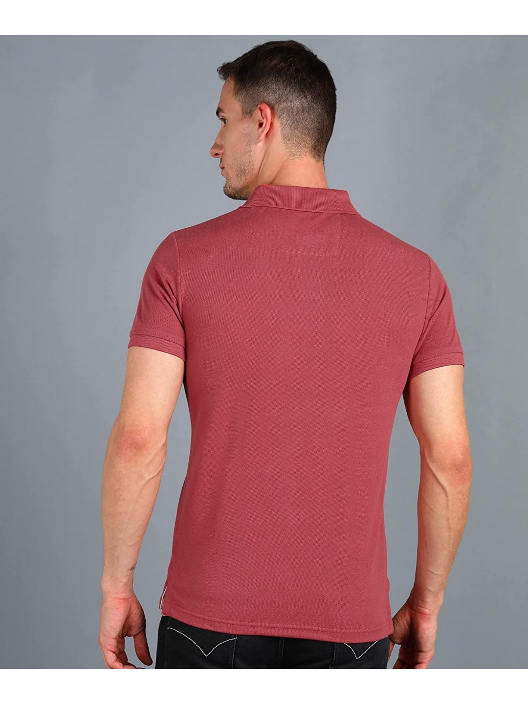 Collar Plain Half T-Shirt Desert Rose Collar Plain Half T-Shirt Desert Rose
