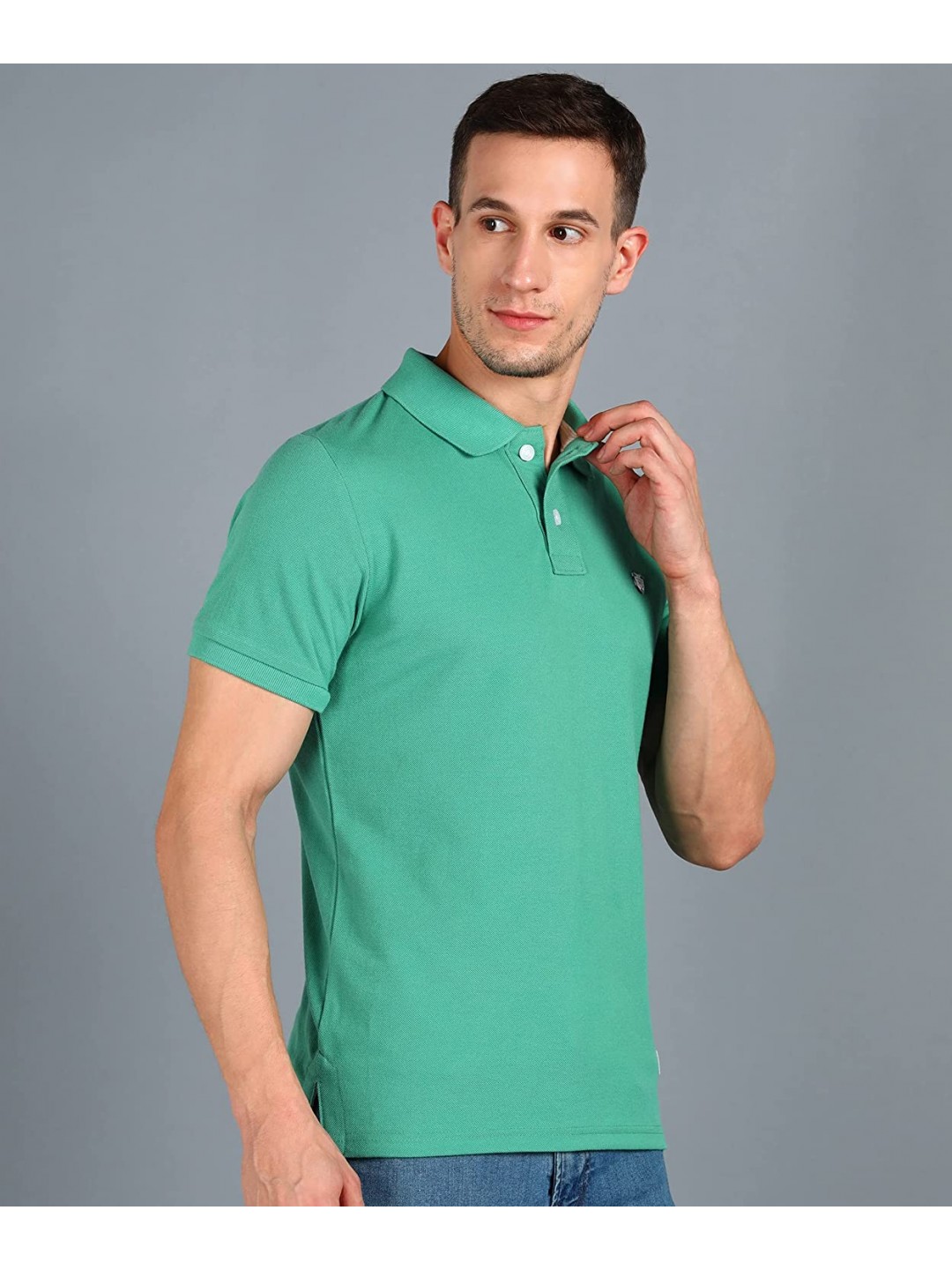 Collar Plain Half T-Shirt Jungle Green Collar Plain Half T-Shirt Jungle Green