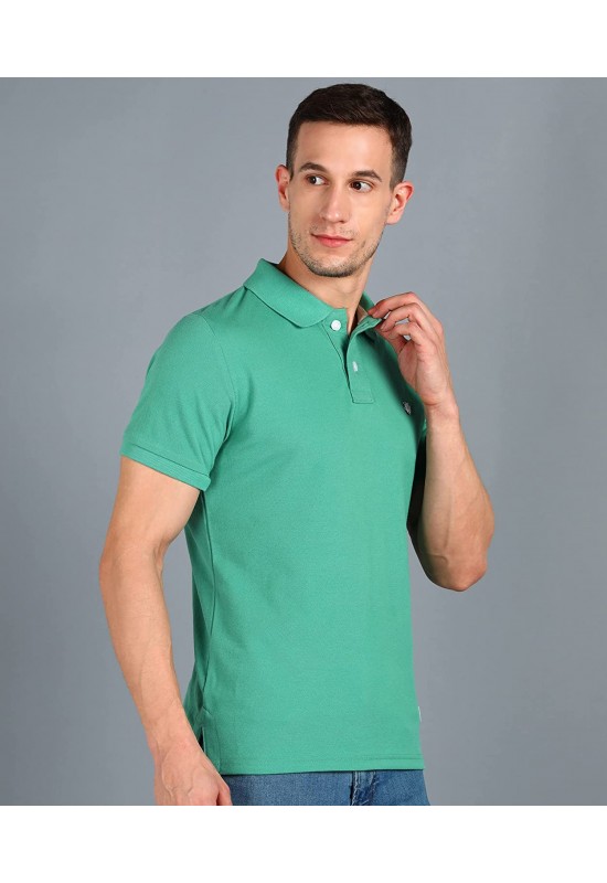 Collar Plain Half T-Shirt Jungle Green Collar Plain Half T-Shirt Jungle Green