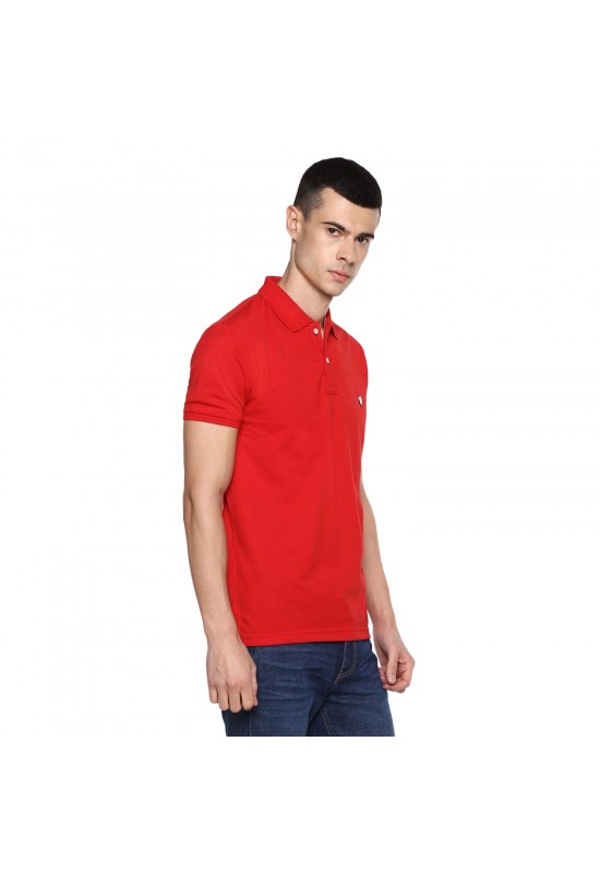 Collar Plain Half T-Shirt Red Collar Plain Half T-Shirt Red