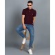 Collar Plain Half T-Shirt Wine Collar Plain Half T-Shirt Wine