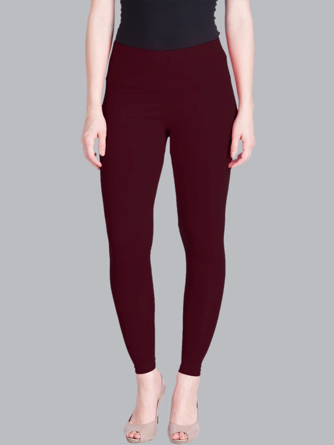 Burgundy Maroon Ankle Length Leggings Burgundy Maroon Ankle Length Leggings