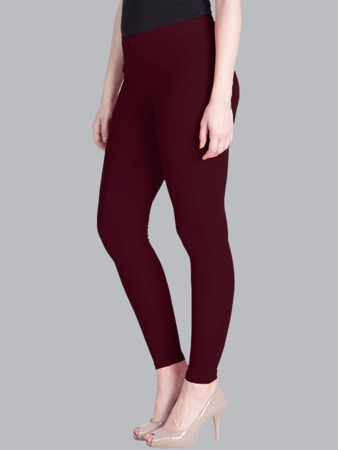 Burgundy Maroon Ankle Length Leggings Burgundy Maroon Ankle Length Leggings