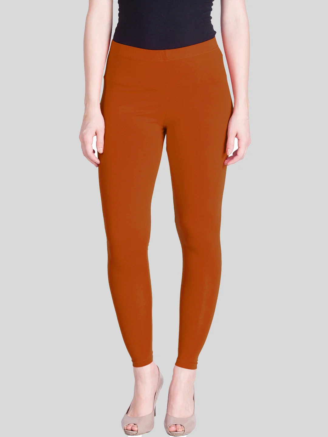 Orange Dark Rust Ankle Length Leggings